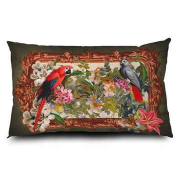 Perroquets 16" x 26" cushion cover front 